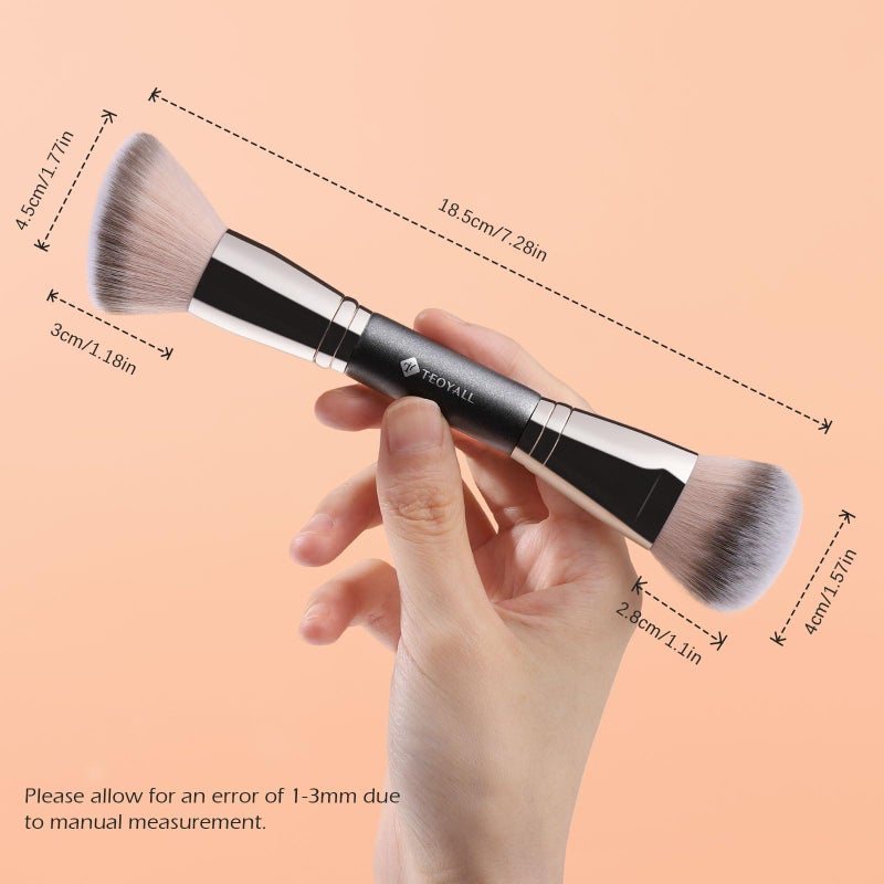 TEOYALL Dual-Ended Foundation Blending Brush, Flat Angled Kabuki and Domed Cheek Synthetic Bristles for Liquid Cream Powder - Image 5