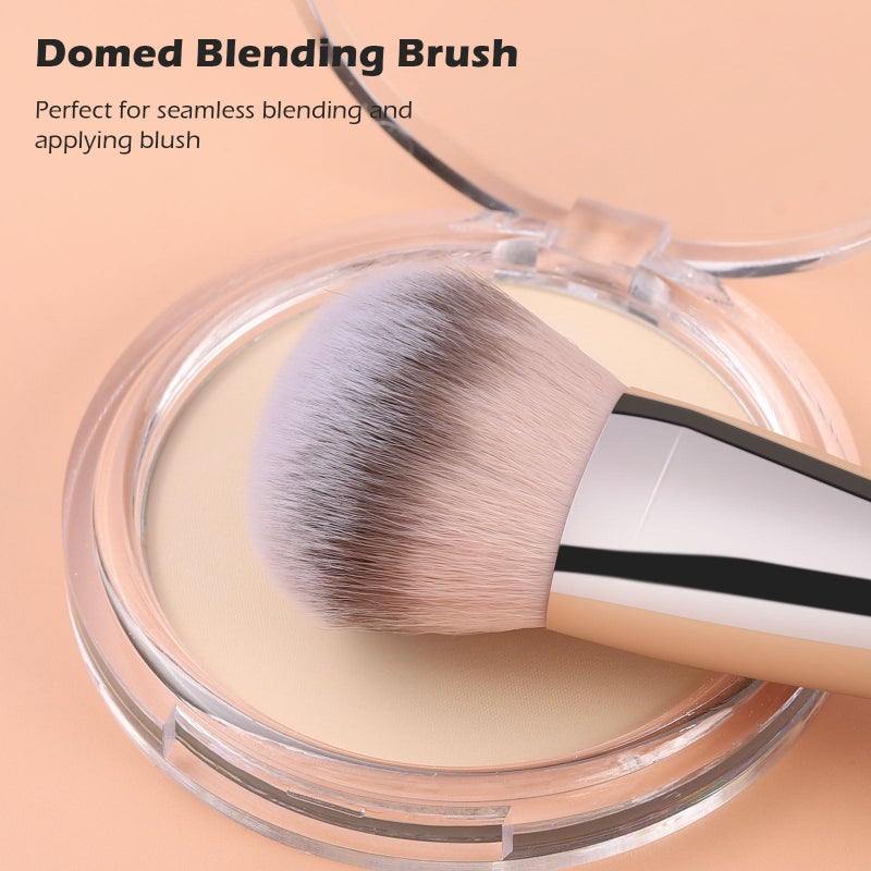TEOYALL Dual-Ended Foundation Blending Brush, Flat Angled Kabuki and Domed Cheek Synthetic Bristles for Liquid Cream Powder - Image 3