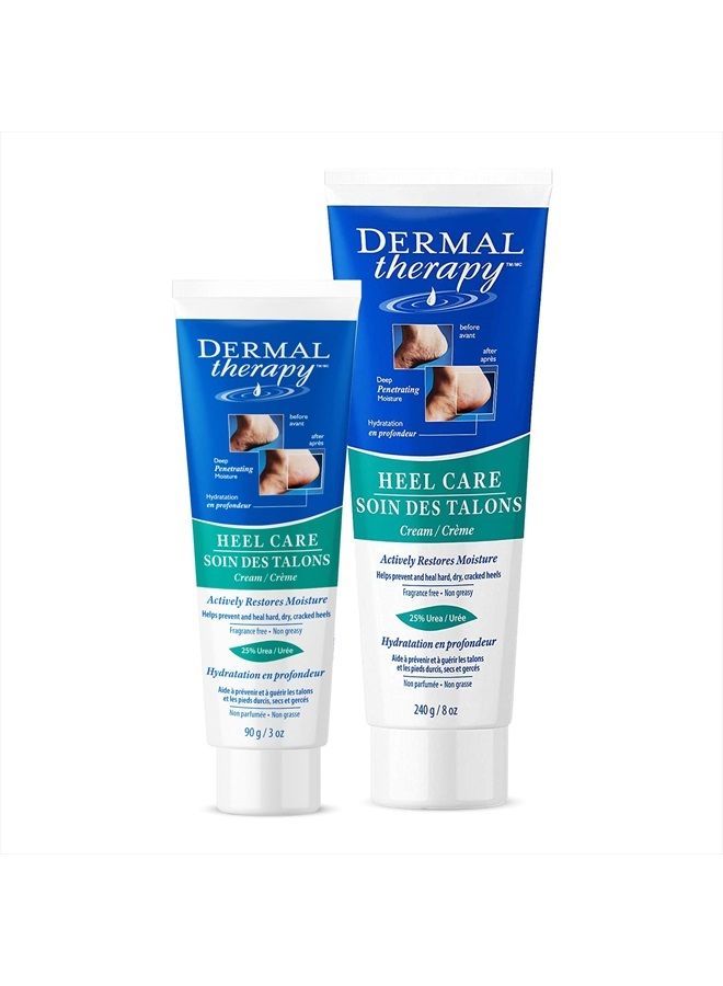 dermal therapy كريم العناية بالكعب - علاج مرطب يعمل على إصلاح وشفاء الكعبين والقدمين الجافين والخشنين والمتشققين | 25% يوريا و6% أحماض ألفا هيدروكسي (حزمة 3 أونصة + 8 أونصة) - Image 1