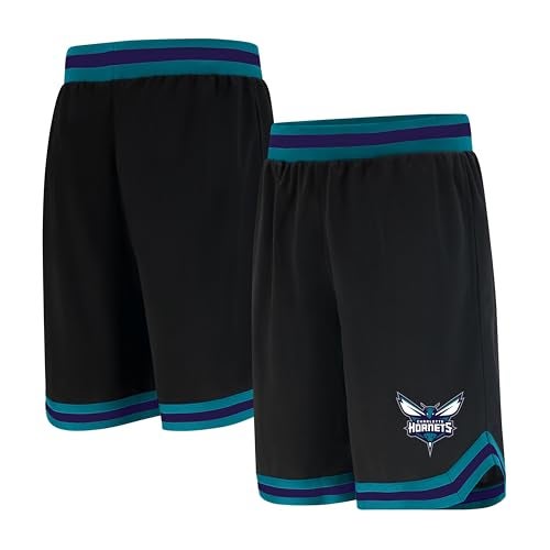 Ultra Game NBA Official Mens Active Knit Basketball Training Shorts Unisex Charlotte Hornets Black Medium - Image 1