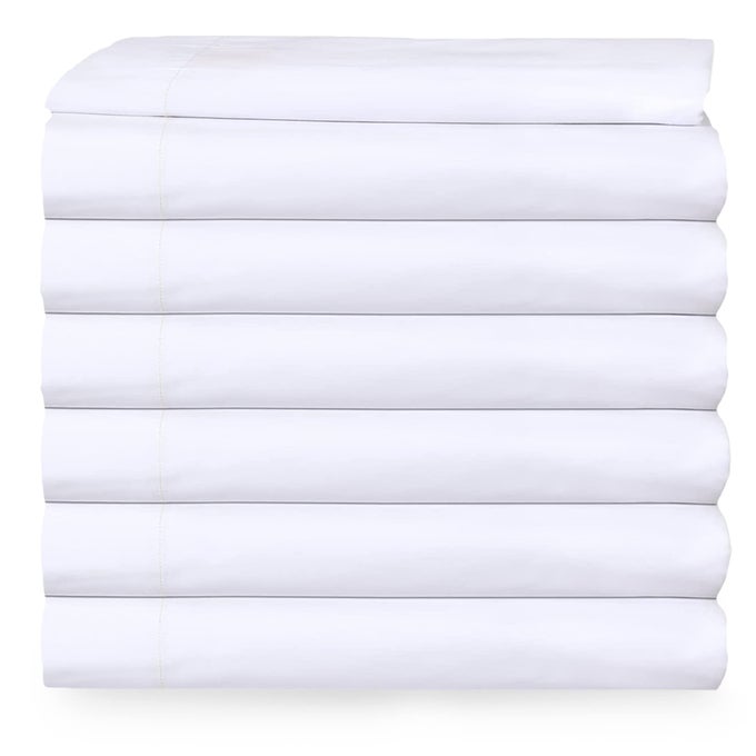 TWIN FLAT SHEET ONLY PACK OF 6 BULK 66 X 108 INCHES WHITE POLYCOTTON T200 PERCALE WEAVE TOP BED SHEET FOR HOME BEDDING HOSPITAL MASSAGE TABLE HOTEL EASY CARE SOFT FEEL