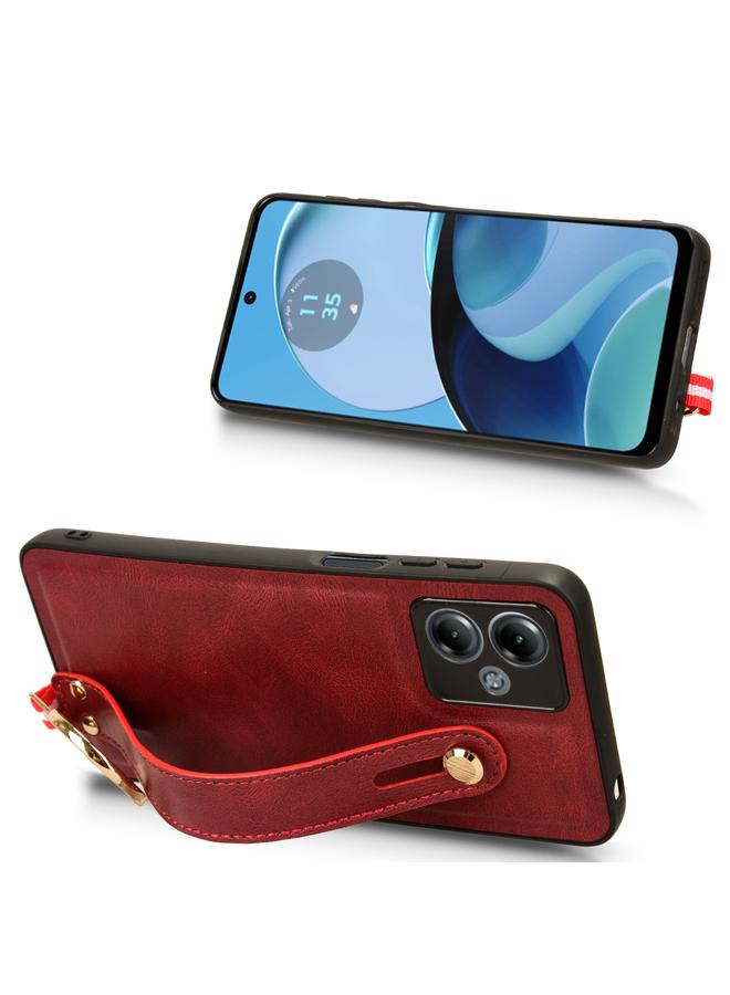 اس-توب جراب خلفي من الجلد لهاتف Motorola Moto G14 مع سوار المعصم - Image 4