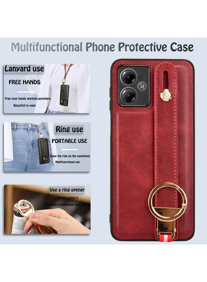 اس-توب جراب خلفي من الجلد لهاتف Motorola Moto G14 مع سوار المعصم - Image 5