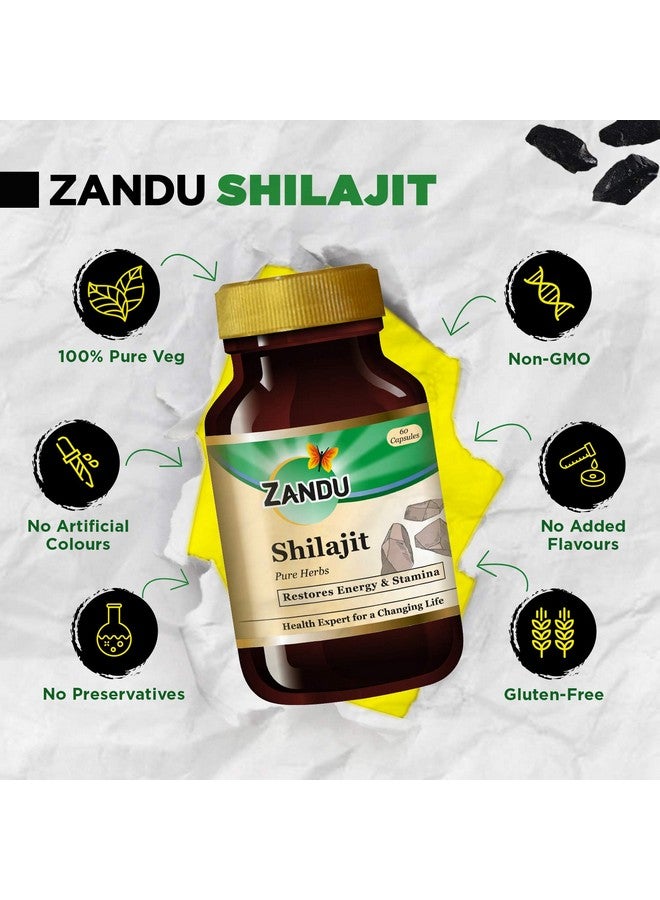 Zandu كبسولات زاندو شيلجيت، 60 كبسولة × Po2، شيلجيت هيمالايا الأصلي والنقي، يعزز المناعة والقوة والقدرة على التحمل. - Image 4