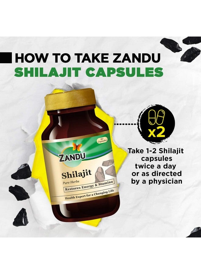 Zandu كبسولات زاندو شيلجيت، 60 كبسولة × Po2، شيلجيت هيمالايا الأصلي والنقي، يعزز المناعة والقوة والقدرة على التحمل. - Image 5