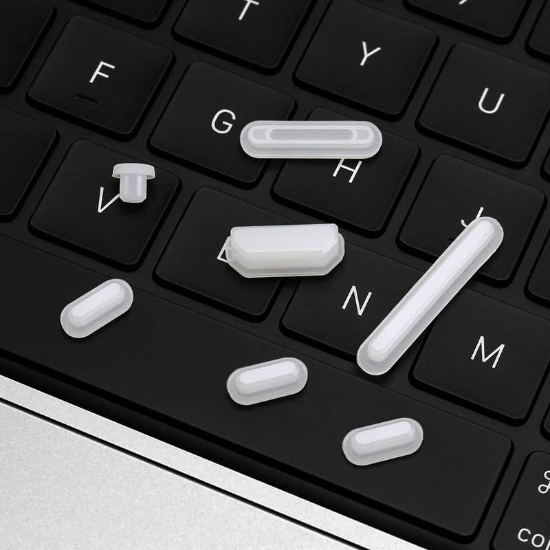 OJOS 7 Pcs Anti Dust Dirt Plug Cups Set for 2023-2021 MacBook Pro 14.2 inch 16.2 inch M3 M2 M1 Pro/Max (Model: A2779/A2442/A2780/A2485) Accessory Silicone Anti Dirt Protective Cover (Clear) - Image 1