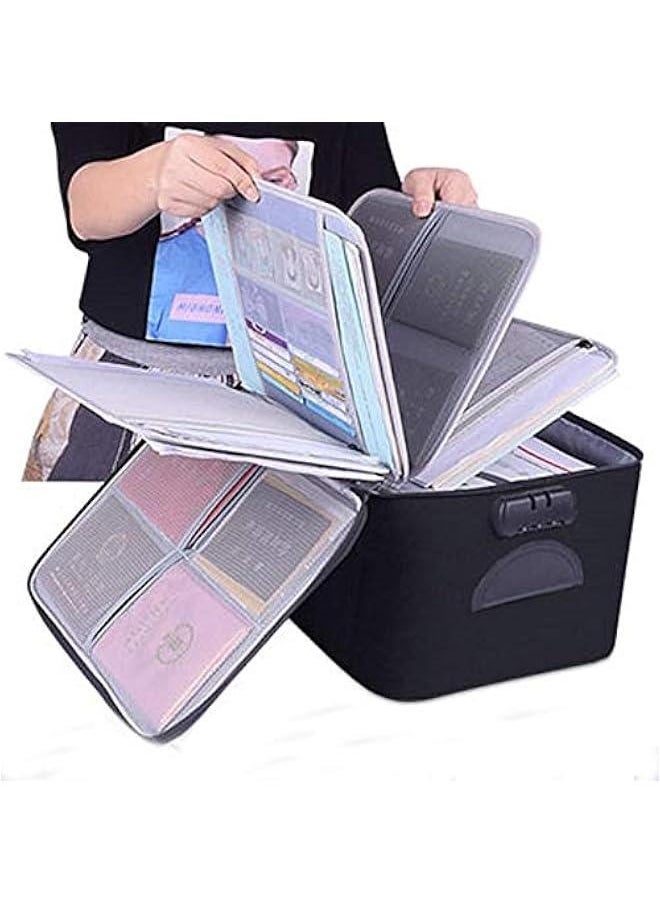 Generic Large Capacity Safe ID Bags with Code Lock, Freely Detachable Compartment File Bag, Oxford Document Organizer for Home (Certificates,Bank,Cards, Jewelry) and Office Filing and Travel (Black)  - Image 1