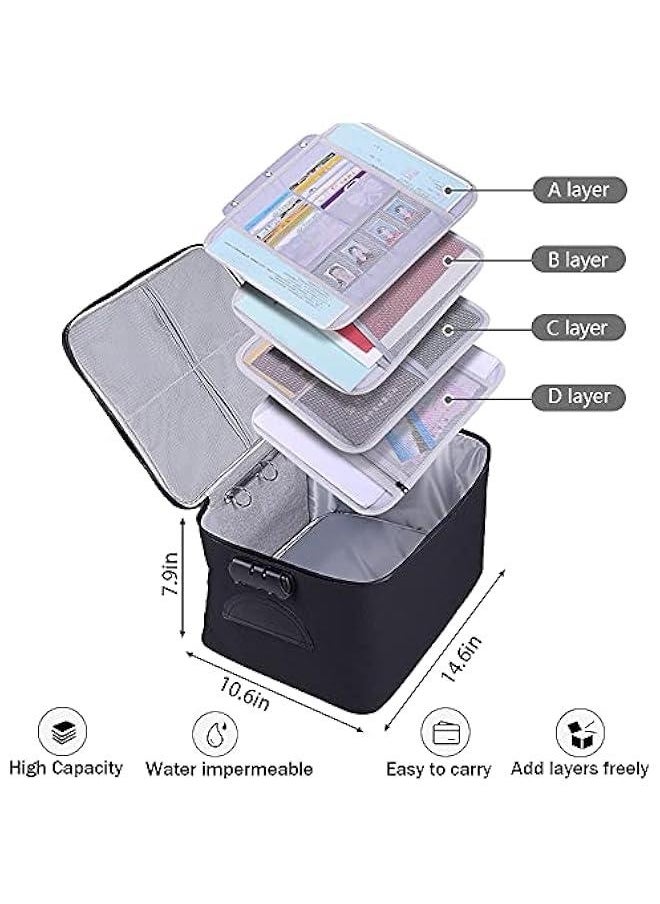 Generic Large Capacity Safe ID Bags with Code Lock, Freely Detachable Compartment File Bag, Oxford Document Organizer for Home (Certificates,Bank,Cards, Jewelry) and Office Filing and Travel (Black)  - Image 3