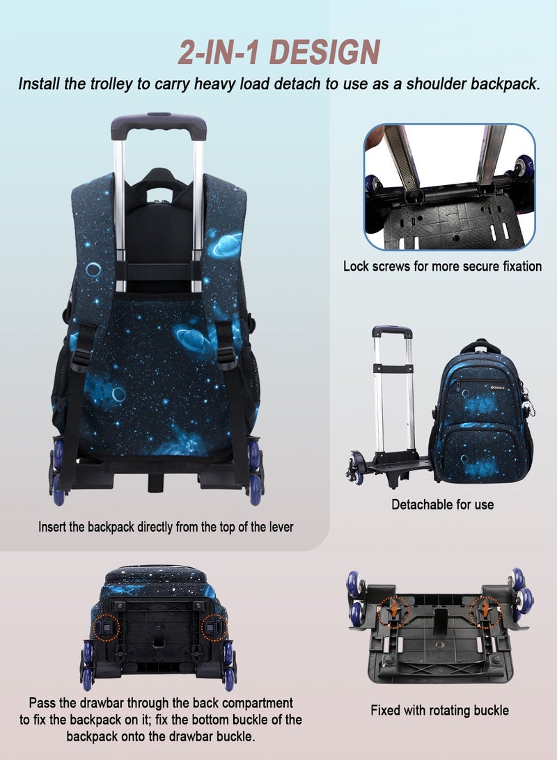 URbazaar 3Pcs Set Children Trolley School Bags Large Capacity Girls Bookbag Boys Rolling Backpack Travel Wheeled Kids' Luggage Bag  - Image 4
