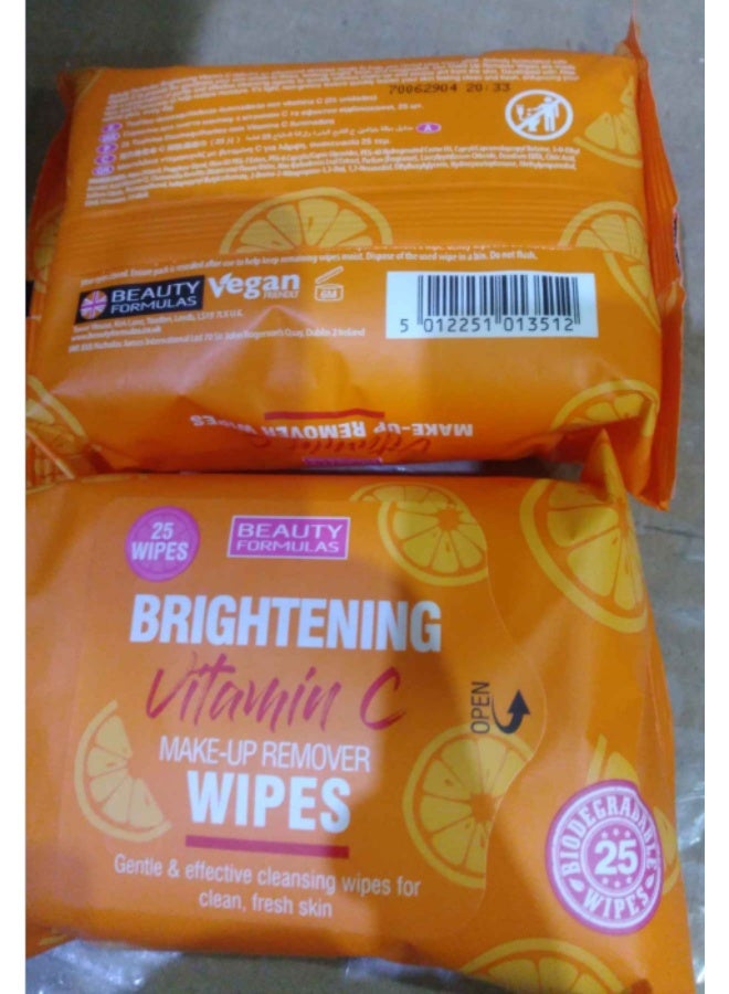 BEAUTY FORMULAS Brightening Vitamin C Make-up Remover Wipes 25pcs - Image 2