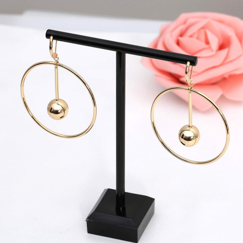 S SUSANN 14k Gold Hoop Earrings for Women, Women’s drop & dangle earrings with Dangly ball, Trendy Earrings for Women - Image 4