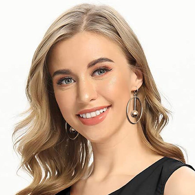 S SUSANN 14k Gold Hoop Earrings for Women, Women’s drop & dangle earrings with Dangly ball, Trendy Earrings for Women - Image 2