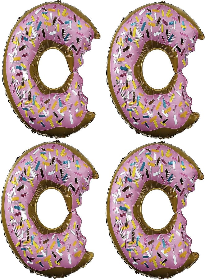 4Pcs Big Donut Foil Balloons Large Mylar Doughnut Balloon Giant for Birthday Party Decorations Supplies Baby Shower Donut Time