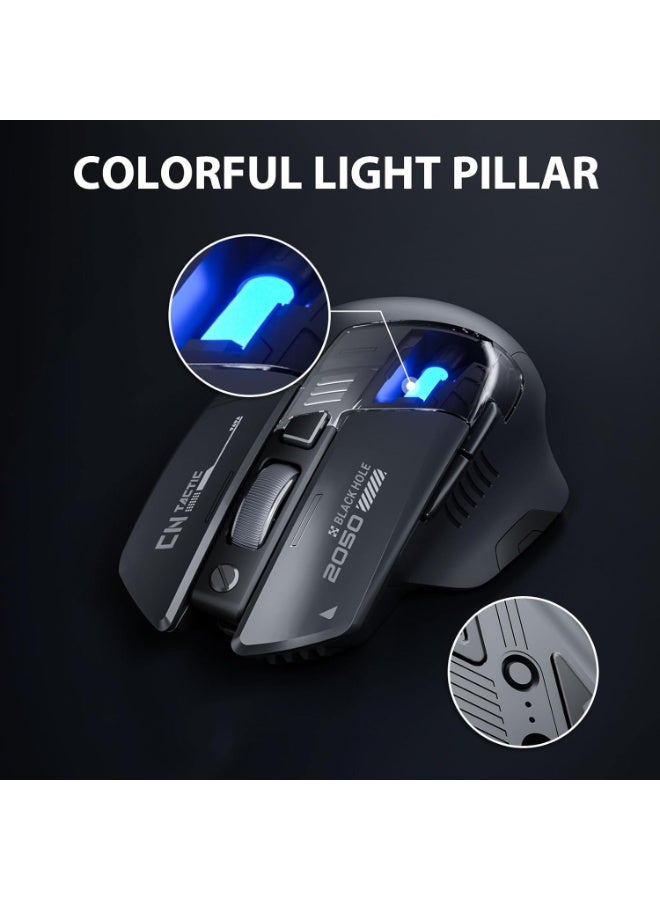 INPHIC A9 Explorer Bluetooth Mouse, Dual-Mode Bluetooth 5.0/2.4G wireless Mouse rechargeable, 2400 DPI, RGB breathing light, visible battery indicator, cordless mouse for Laptop/PC/Computer - Image 5