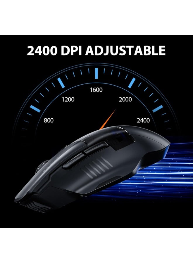 INPHIC A9 Explorer Bluetooth Mouse, Dual-Mode Bluetooth 5.0/2.4G wireless Mouse rechargeable, 2400 DPI, RGB breathing light, visible battery indicator, cordless mouse for Laptop/PC/Computer - Image 4