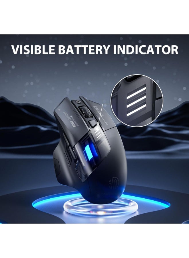 INPHIC A9 Explorer Bluetooth Mouse, Dual-Mode Bluetooth 5.0/2.4G wireless Mouse rechargeable, 2400 DPI, RGB breathing light, visible battery indicator, cordless mouse for Laptop/PC/Computer - Image 3