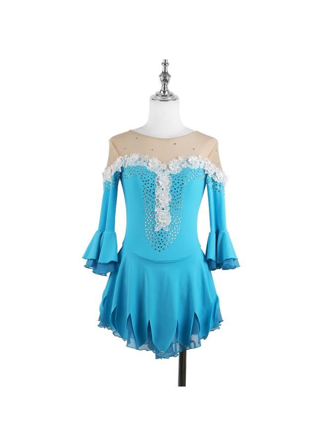 VUELO Grading Performance Girls' Adult Clothing Figure Skating Blue Long-sleeved Skating Clothes Skating Children's Skirt - Image 1