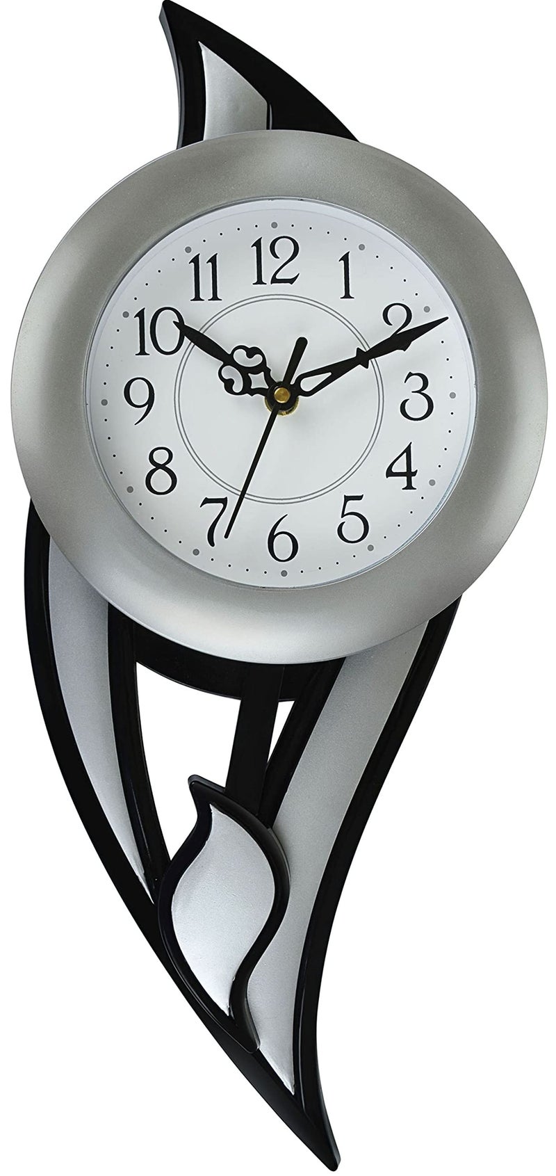 Harbour Plastic Analog Latest Stylish New Models Wall Clock with Pendulum (Size Height 42.5 cm X Width 17.5 cm, Silver)- Home Decor Big Size Wall Clock MJ SN 18 - 2 - Image 5