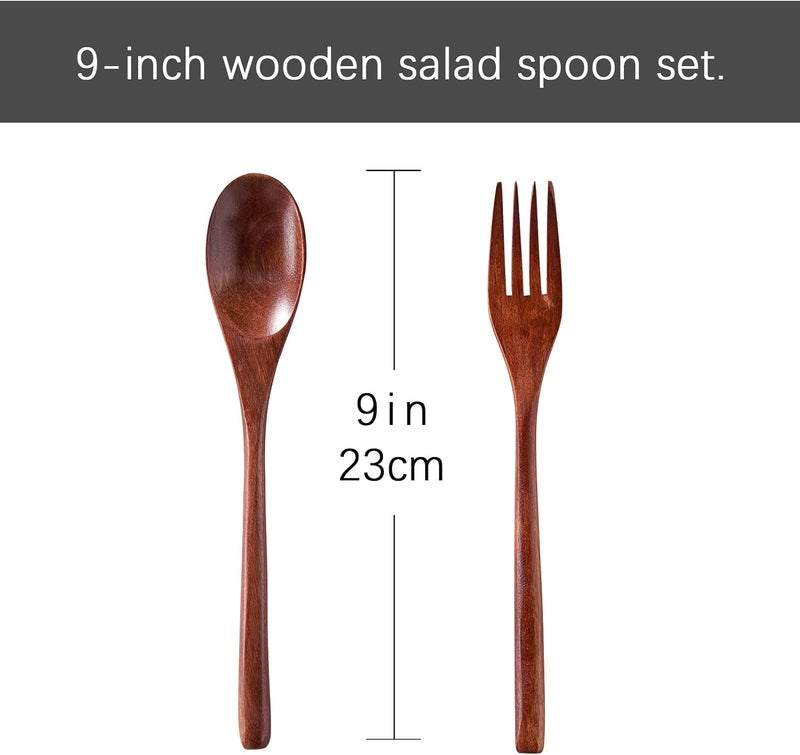 LiTY Glass Salad Bowl Set, 9″ Medium Salad Servers with Acacia Wood Base and Salad Serving Utensils, for Party, Fruits, Popcorn, Chips, Pasta, Kitchen Must-Have - Image 4