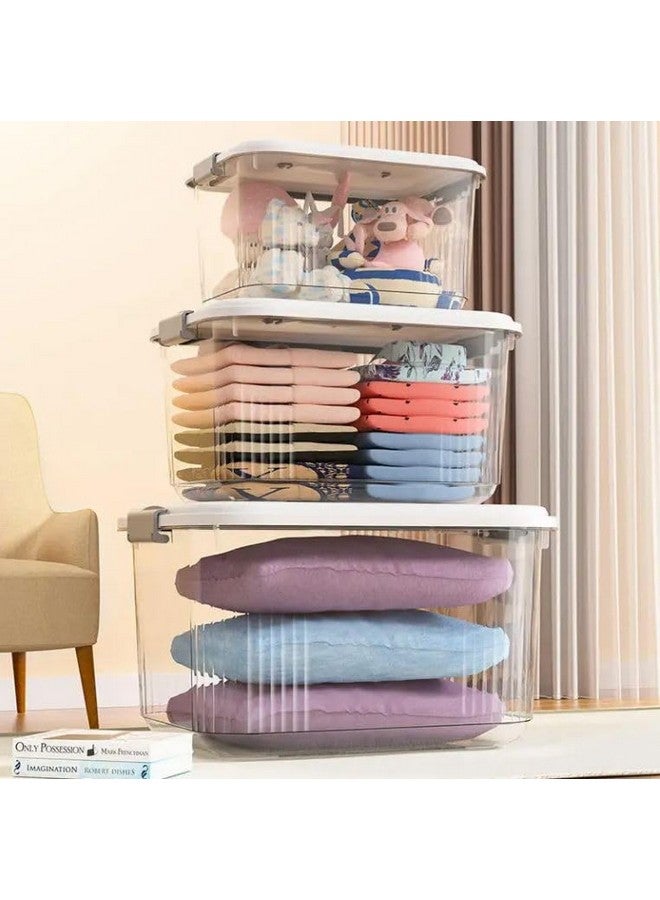 GRACIOUS MART GRACIOUS MART Large Transparent Storage Box with Lockable Airtight Lid, Scratch-Resistant Plastic Bin with Wheels for Home Organization and Storage (31cm x 51cm x 29cm)  - Image 5