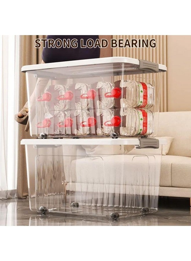 GRACIOUS MART GRACIOUS MART Large Transparent Storage Box with Lockable Airtight Lid, Scratch-Resistant Plastic Bin with Wheels for Home Organization and Storage (31cm x 51cm x 29cm)  - Image 4