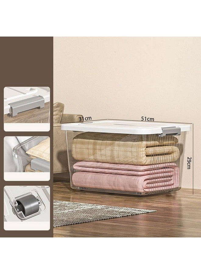 GRACIOUS MART GRACIOUS MART Large Transparent Storage Box with Lockable Airtight Lid, Scratch-Resistant Plastic Bin with Wheels for Home Organization and Storage (31cm x 51cm x 29cm)  - Image 2