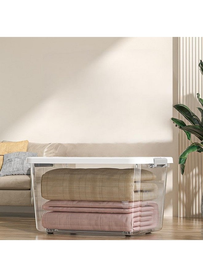 GRACIOUS MART GRACIOUS MART Large Transparent Storage Box with Lockable Airtight Lid, Scratch-Resistant Plastic Bin with Wheels for Home Organization and Storage (31cm x 51cm x 29cm)  - Image 1