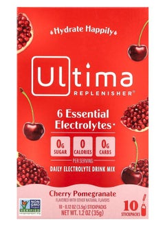 Ultima Replenisher 6 Essential Electrolytes Daily Electrolyte Drink Mix Cherry Pomegranate 10 Stickpacks 0.12 oz (3.5 g) Each 