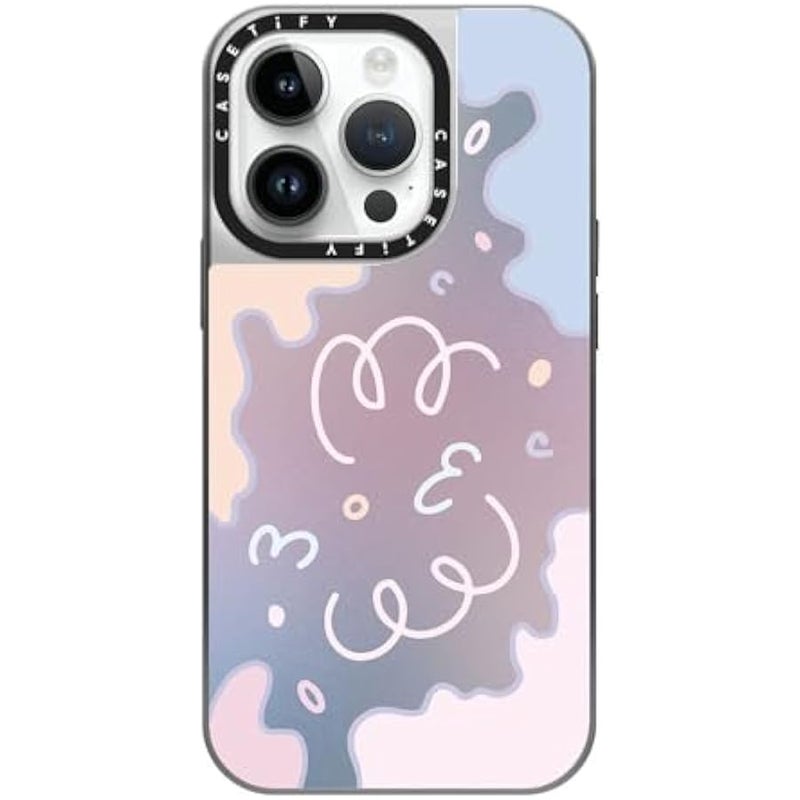 Casetify Mirror Case for iPhone 14 Pro Compatible with Magsafe - Pastel Gradient - Silver on Silver - Image 1