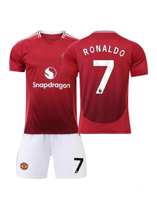 مانشستر يونايتد 2024-2025 مانشستر يونايتد المنزل لكرة القدم مجموعة #7 كريستيانو رونالدو كرة القدم جيرسي السراويل طقم هدايا حجم الأطفال وحجم الكبار ، هدية للجماهير والأصدقاء - Image 1