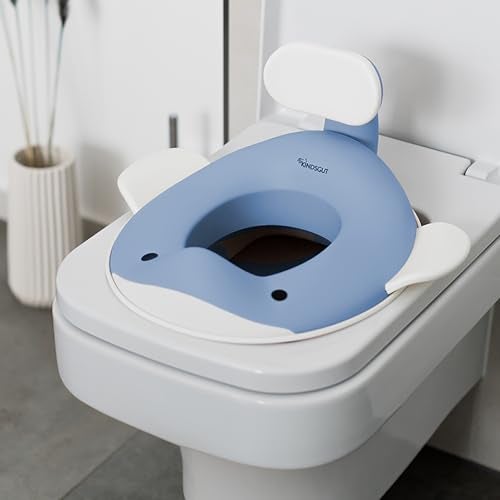 Kindsgut Whale Potty Training Seat for Toddlers – Kids Toilet Seat with Backrest, Non-Slip, Fits Round & Oval Toilet Seats, Designed in Germany, Pigeon blue - Image 3