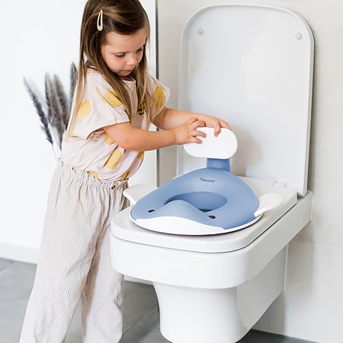 Kindsgut Whale Potty Training Seat for Toddlers – Kids Toilet Seat with Backrest, Non-Slip, Fits Round & Oval Toilet Seats, Designed in Germany, Pigeon blue - Image 2