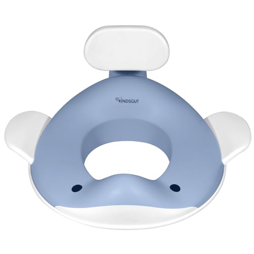 Kindsgut Whale Potty Training Seat for Toddlers – Kids Toilet Seat with Backrest, Non-Slip, Fits Round & Oval Toilet Seats, Designed in Germany, Pigeon blue - Image 1