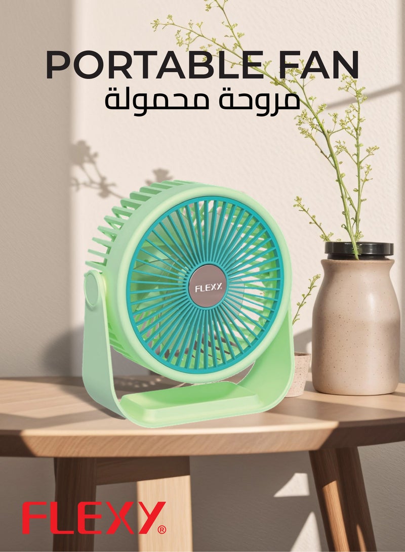 FLEXY® Rechargeable Desktop Fan – 8 Inch Portable Fan for Home & Office with  3 Speeds, USB Charging, Adjustable Angle, Quiet Operation - Image 2
