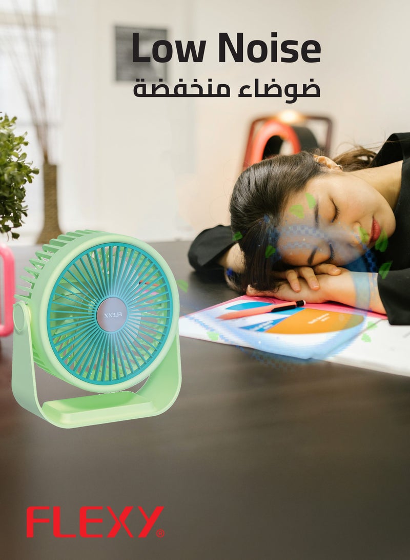 FLEXY® Rechargeable Desktop Fan – 8 Inch Portable Fan for Home & Office with  3 Speeds, USB Charging, Adjustable Angle, Quiet Operation - Image 3