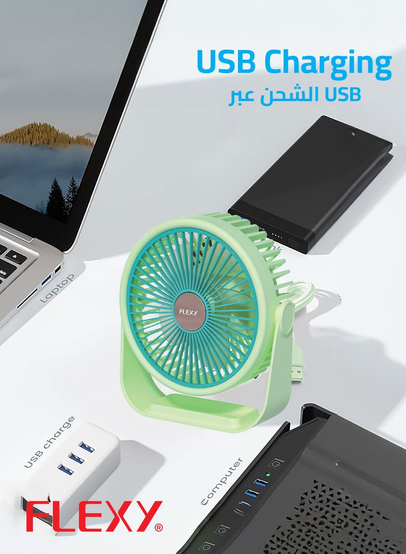 FLEXY® Rechargeable Desktop Fan – 8 Inch Portable Fan for Home & Office with  3 Speeds, USB Charging, Adjustable Angle, Quiet Operation - Image 4