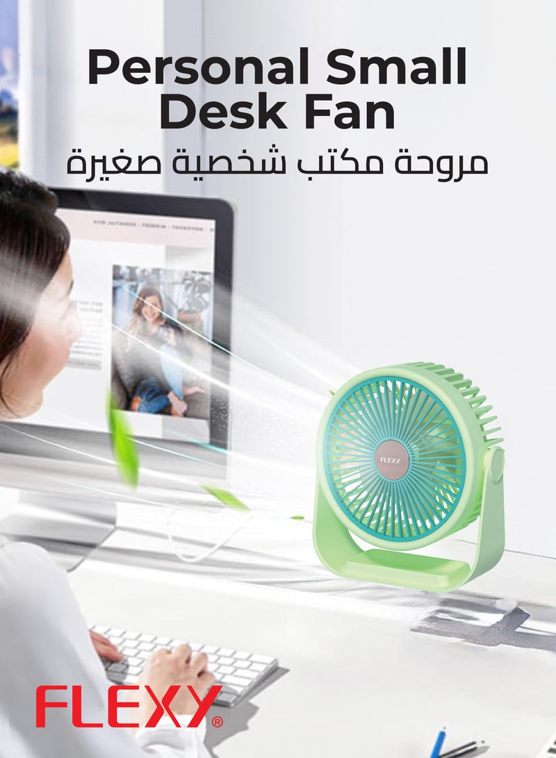 FLEXY® Rechargeable Desktop Fan – 8 Inch Portable Fan for Home & Office with  3 Speeds, USB Charging, Adjustable Angle, Quiet Operation - Image 5
