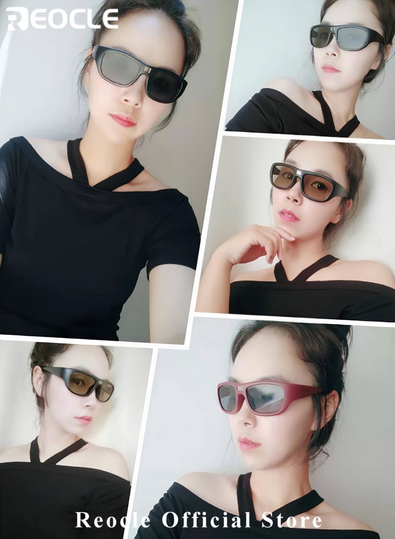 REOCLE Polarized Sunglasses with Black Frame 0.1 Second Photochromic UV Protection Vacation Fishing Glasses for Men and Women for Outdoor Use - Image 5