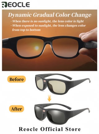 Polarized Sunglasses with Black Frame 0.1 Second Photochromic UV Protection Vacation Fishing Glasses for Men and Women for Outdoor Use - view 2