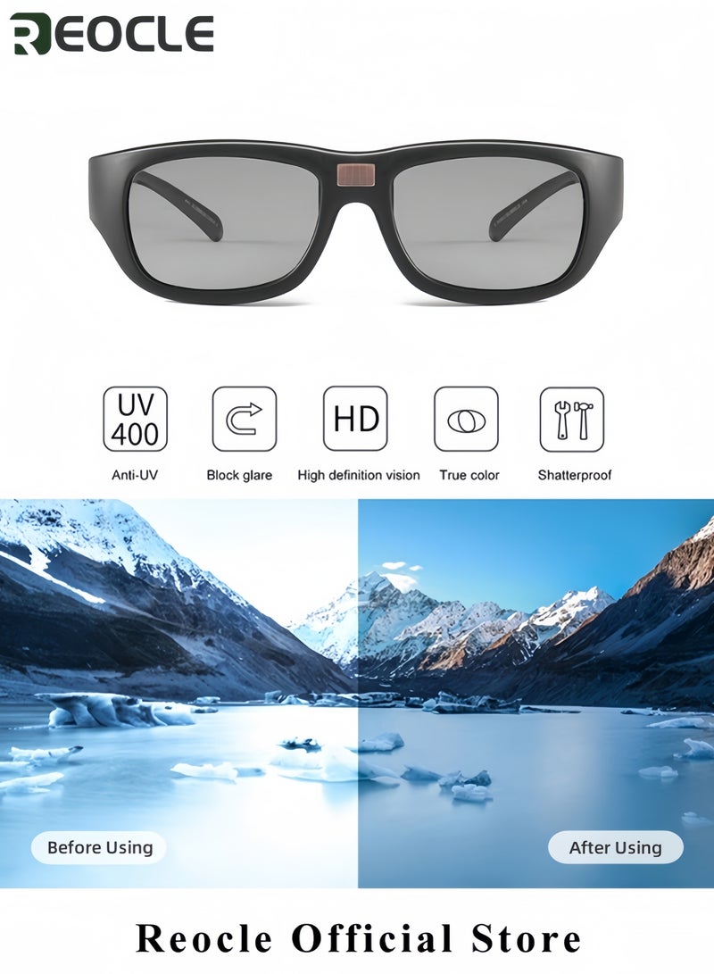 REOCLE Polarized Sunglasses with Black Frame 0.1 Second Photochromic UV Protection Vacation Fishing Glasses for Men and Women for Outdoor Use - Image 3