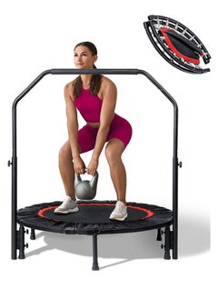 40"Foldable Mini Trampoline for Adults 450LB Rebounder Trampoline with Adjustable Foam Handle for Home Gym Small Exercise Trampoline for Indoor or Garden Workout