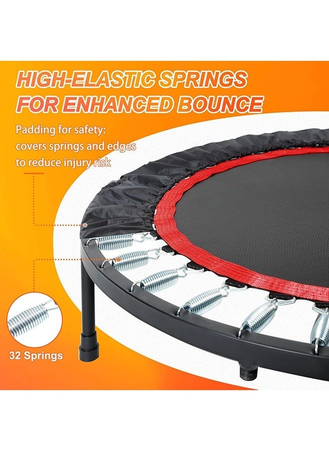Arabest - 40"Foldable Mini Trampoline for Adults 450LB Rebounder Trampoline with Adjustable Foam Handle for Home Gym Small Exercise Trampoline for Indoor or Garden Workout - Image 1
