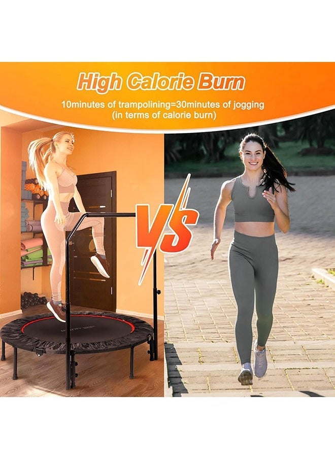 Arabest - 40"Foldable Mini Trampoline for Adults 450LB Rebounder Trampoline with Adjustable Foam Handle for Home Gym Small Exercise Trampoline for Indoor or Garden Workout - Image 1