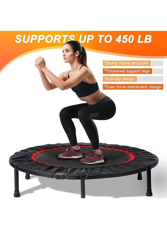 Arabest - 40"Foldable Mini Trampoline for Adults 450LB Rebounder Trampoline with Adjustable Foam Handle for Home Gym Small Exercise Trampoline for Indoor or Garden Workout - Image 1