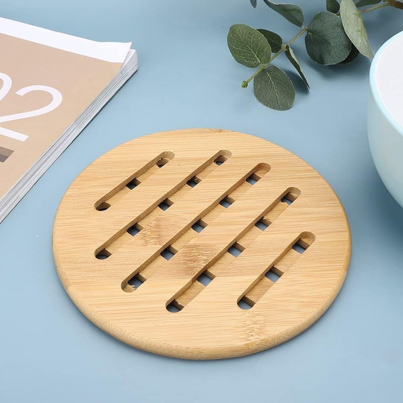 Vroxy Teapot TrivetHot Utensil Standfor Dining Table, Kitchen Bamboo Hot Pads TrivetPadsHeat Resistant Pads (1Pcs) - Image 4