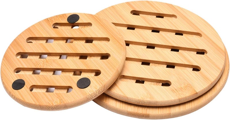 Vroxy Teapot TrivetHot Utensil Standfor Dining Table, Kitchen Bamboo Hot Pads TrivetPadsHeat Resistant Pads (1Pcs) - Image 1