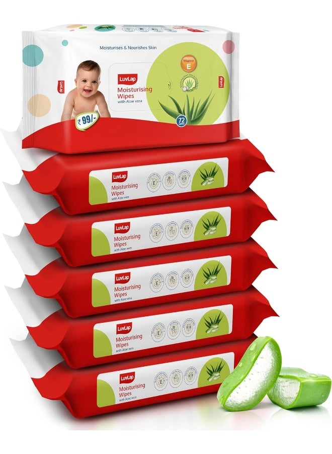 Luvlap Luv Lap Paraben Free wipes for baby skin with Aloe Vera  72 Wipes, pack of 6 - Image 1