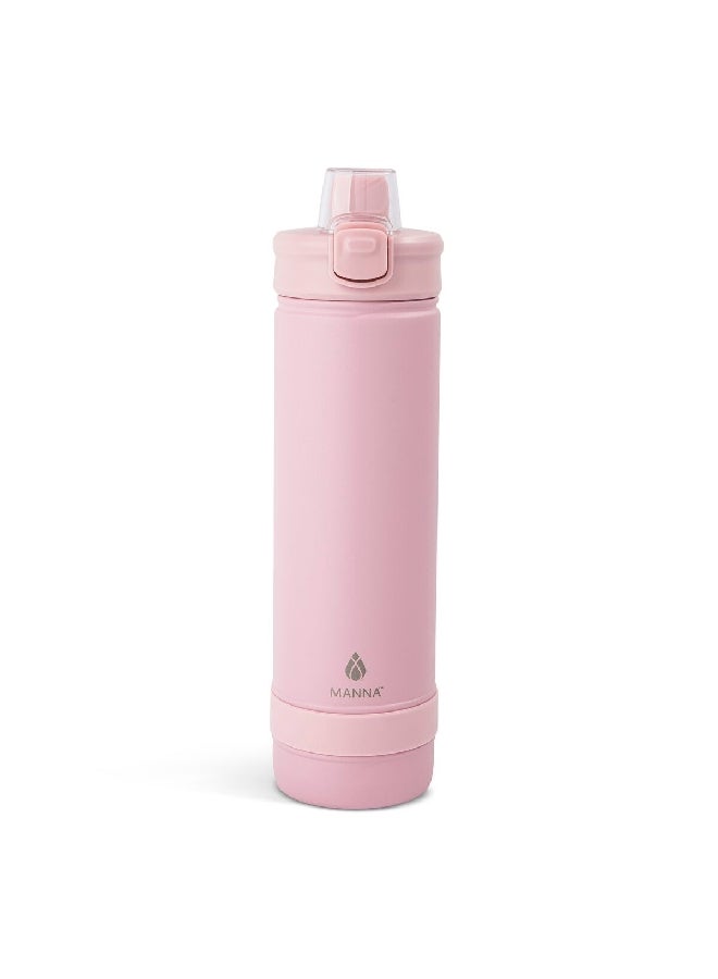 MANNA Push Non-Slip Silicone Grip Stainless Steel Water Bottle Powder Pink 768 ml AC55315  - Image 3
