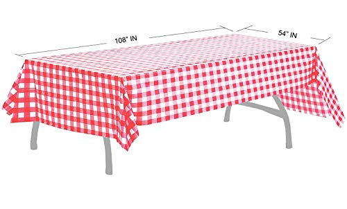 BRICHBROW Pcs of 2 Red & White Premium Plastic Checkered Flag Tablecloths Picnic Table Covers, Tablecovers Party Favor (2, RED & WHITE) - Image 2