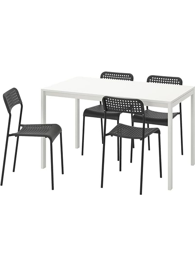 ماس طاولة طعام خشبية بتصميم حديث مستطيلة الشكل بأرجل معدنية للمطبخ وغرفة الطعام والمعيش متعددة الإستخدامات مقاس 107X70X76 سم اللون أبيض - Image 4